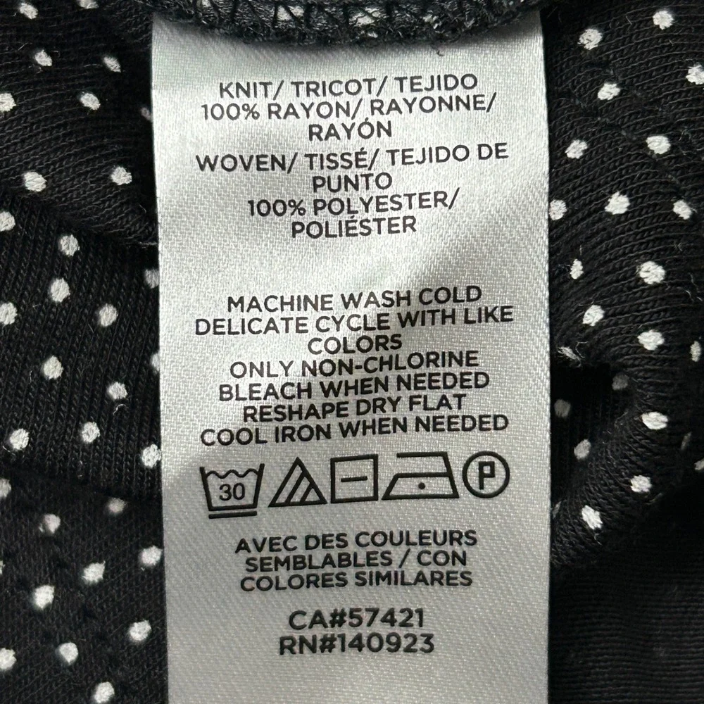 LOFT Black White Micro Polka Dot Blouse M Long Sleeve Business Casual Career - Picture 5 of 13